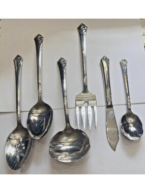 Oneida Cube Damask Rose Stainless Flatware Serving Set Of 6